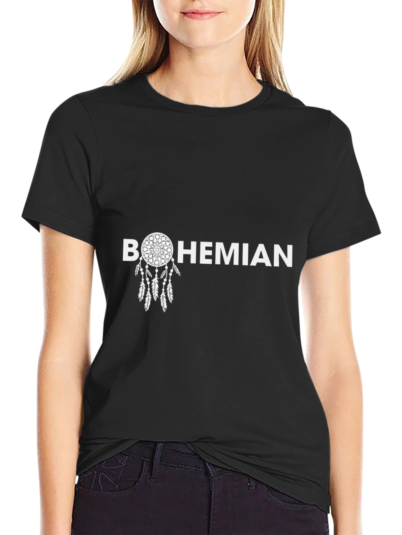 Bohemian Dreamcatcher Graphic Tee - Black