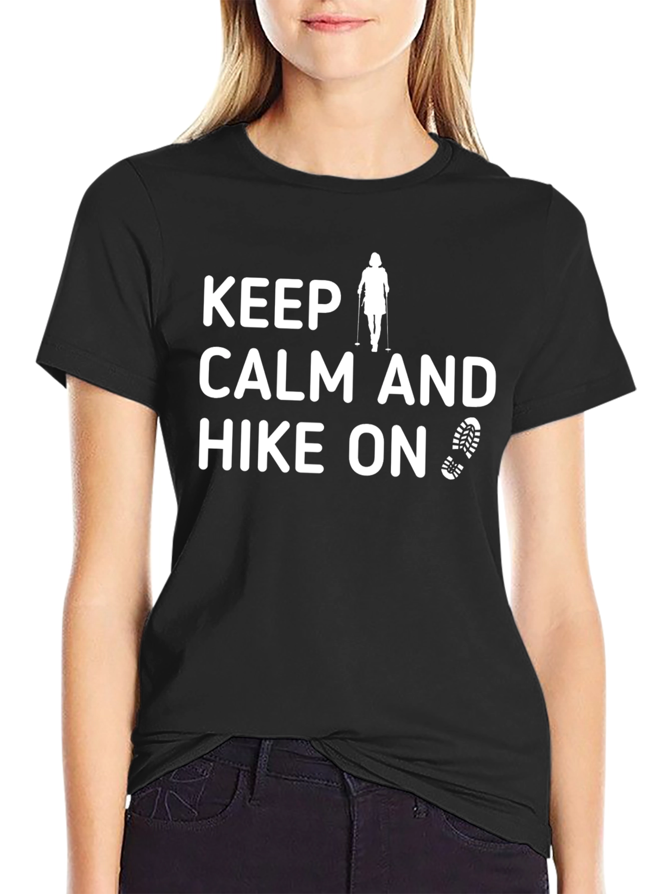 Keep Calm and Hike On Black T-Shirt