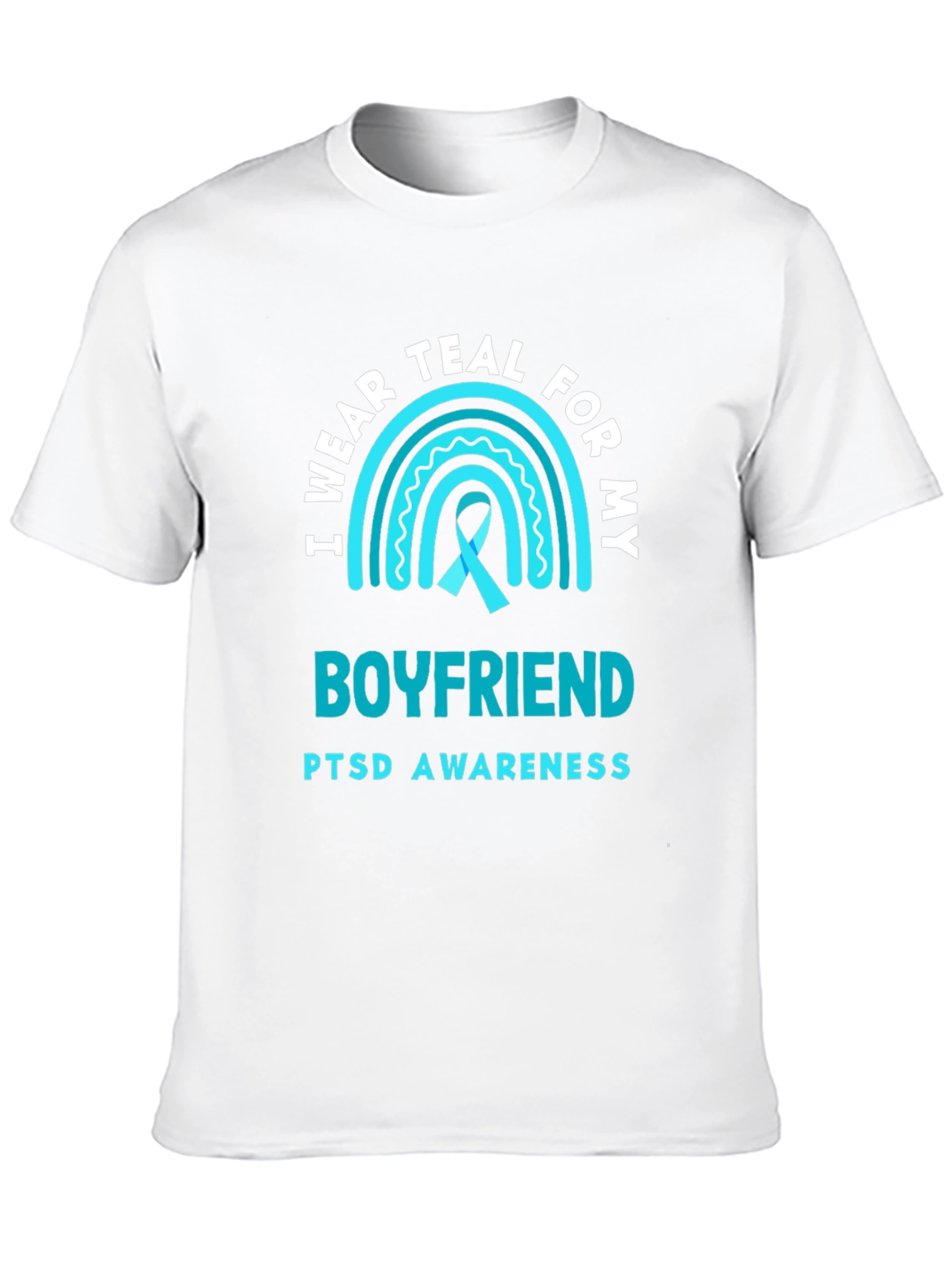 Teal PTSD Awareness Boyfriend Support T-Shirt