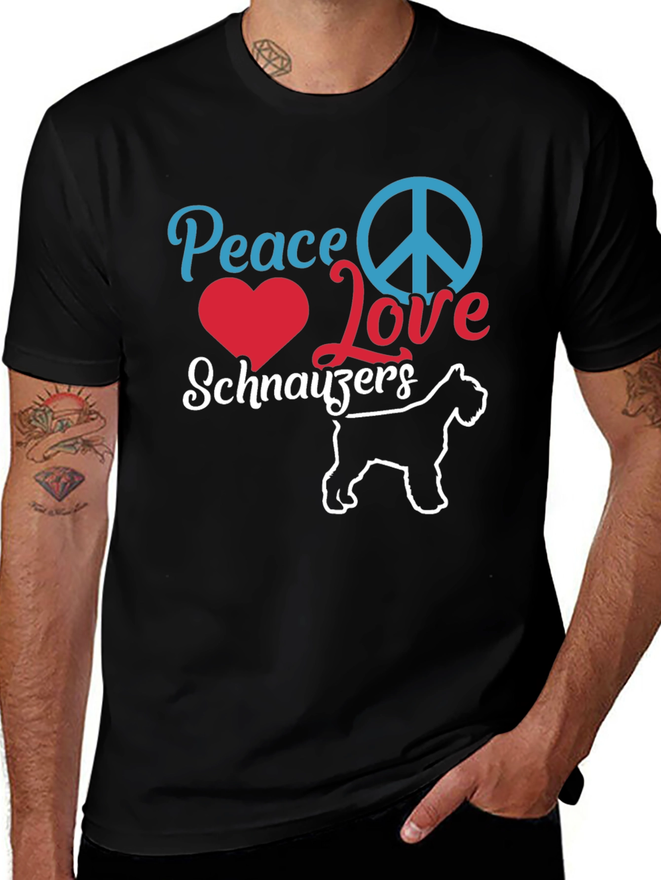Peace Love Schnauzers Black T-Shirt