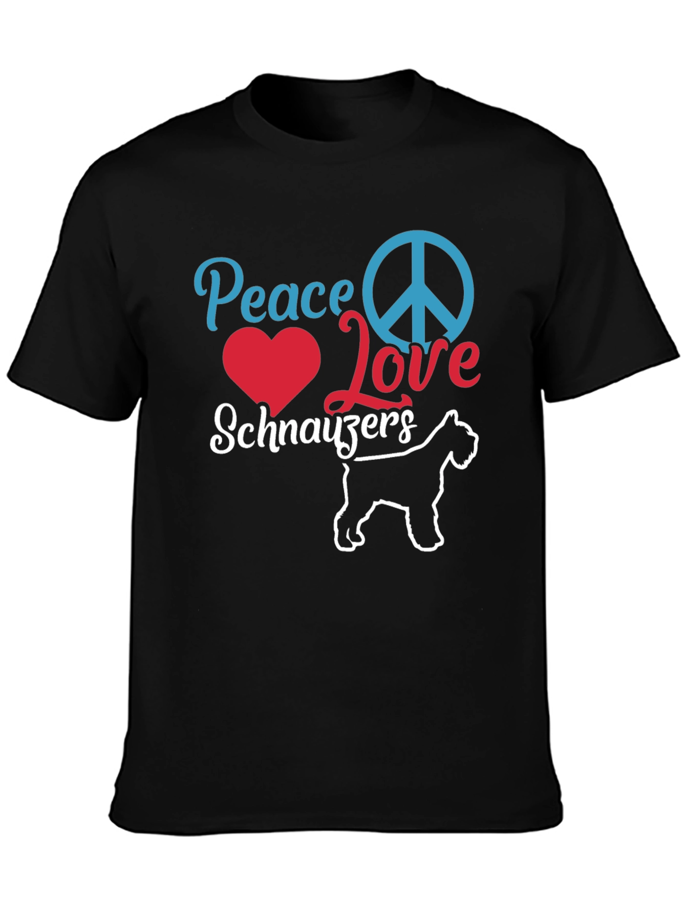 Peace Love Schnauzers Black T-Shirt