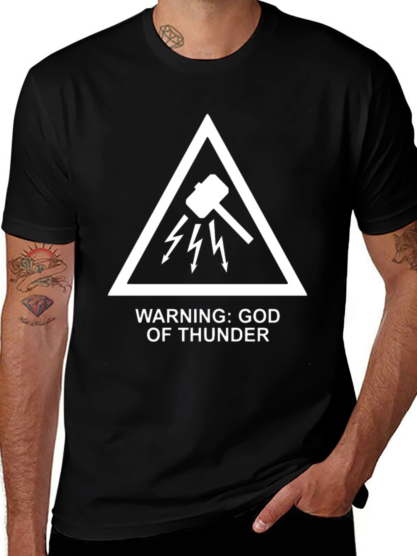 Warning: God of Thunder Black T-Shirt