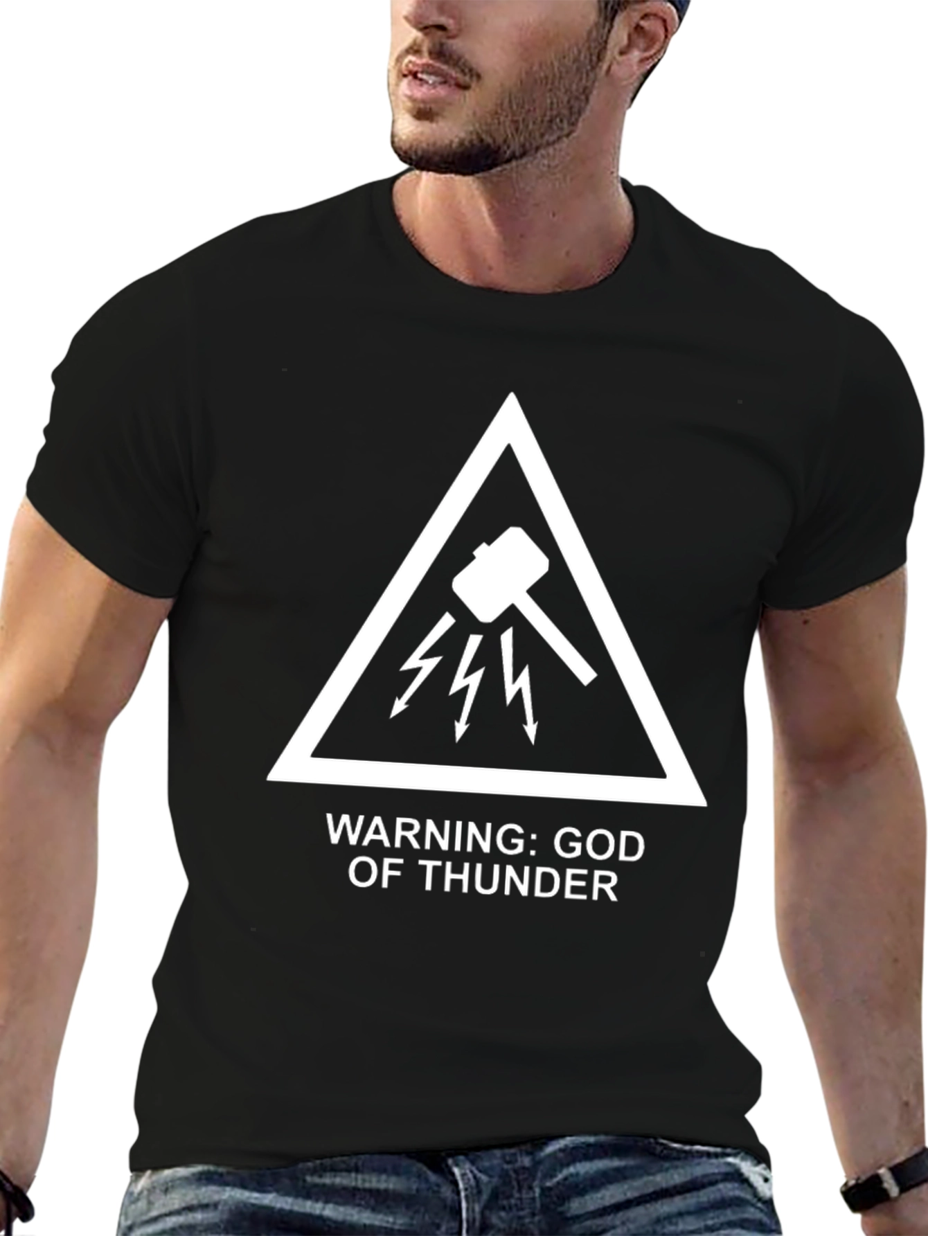 Warning: God of Thunder Black T-Shirt
