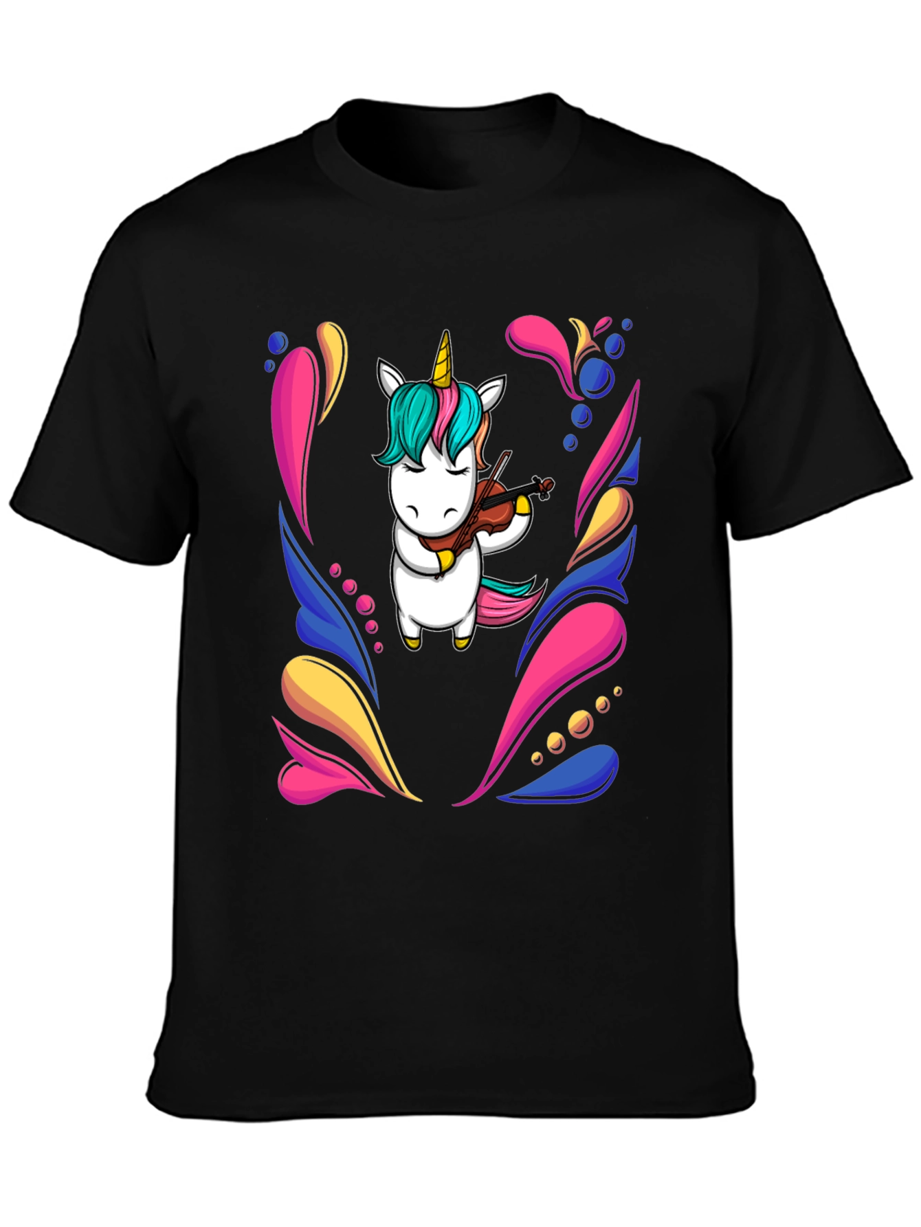 Unicorn Violinist Black T-Shirt