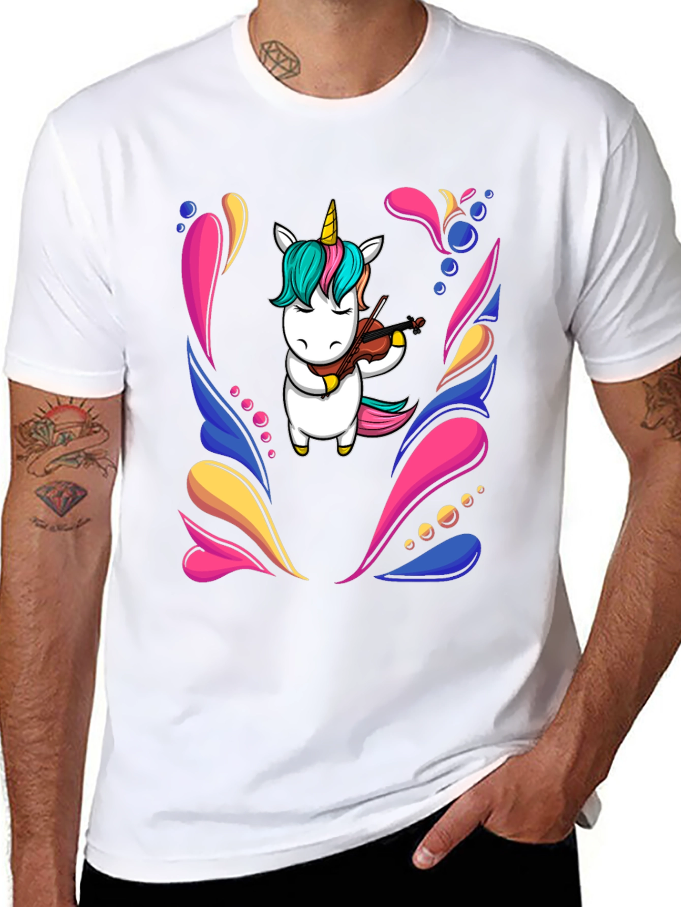 Unicorn Violinist Black T-Shirt