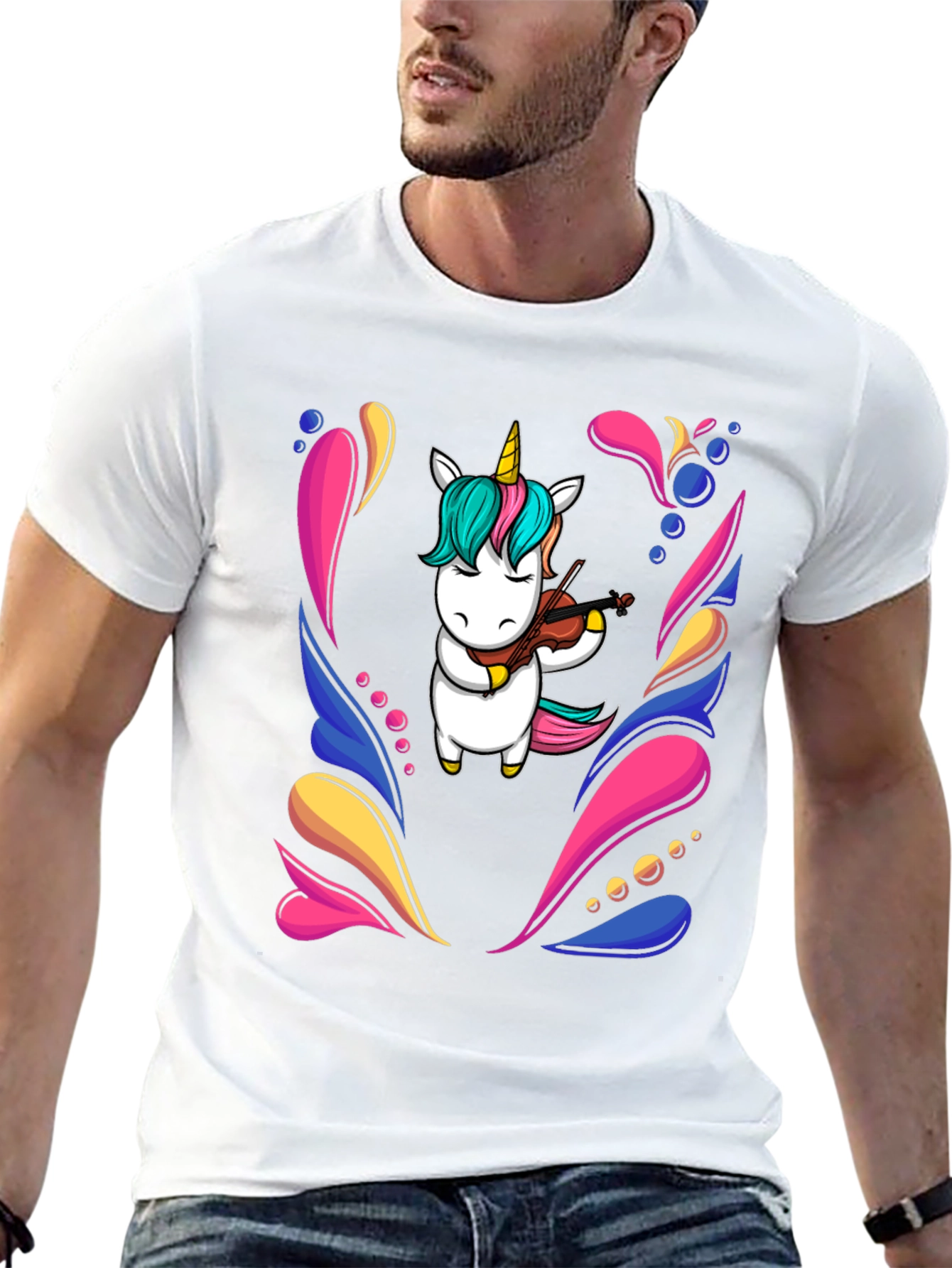 Unicorn Violinist Black T-Shirt