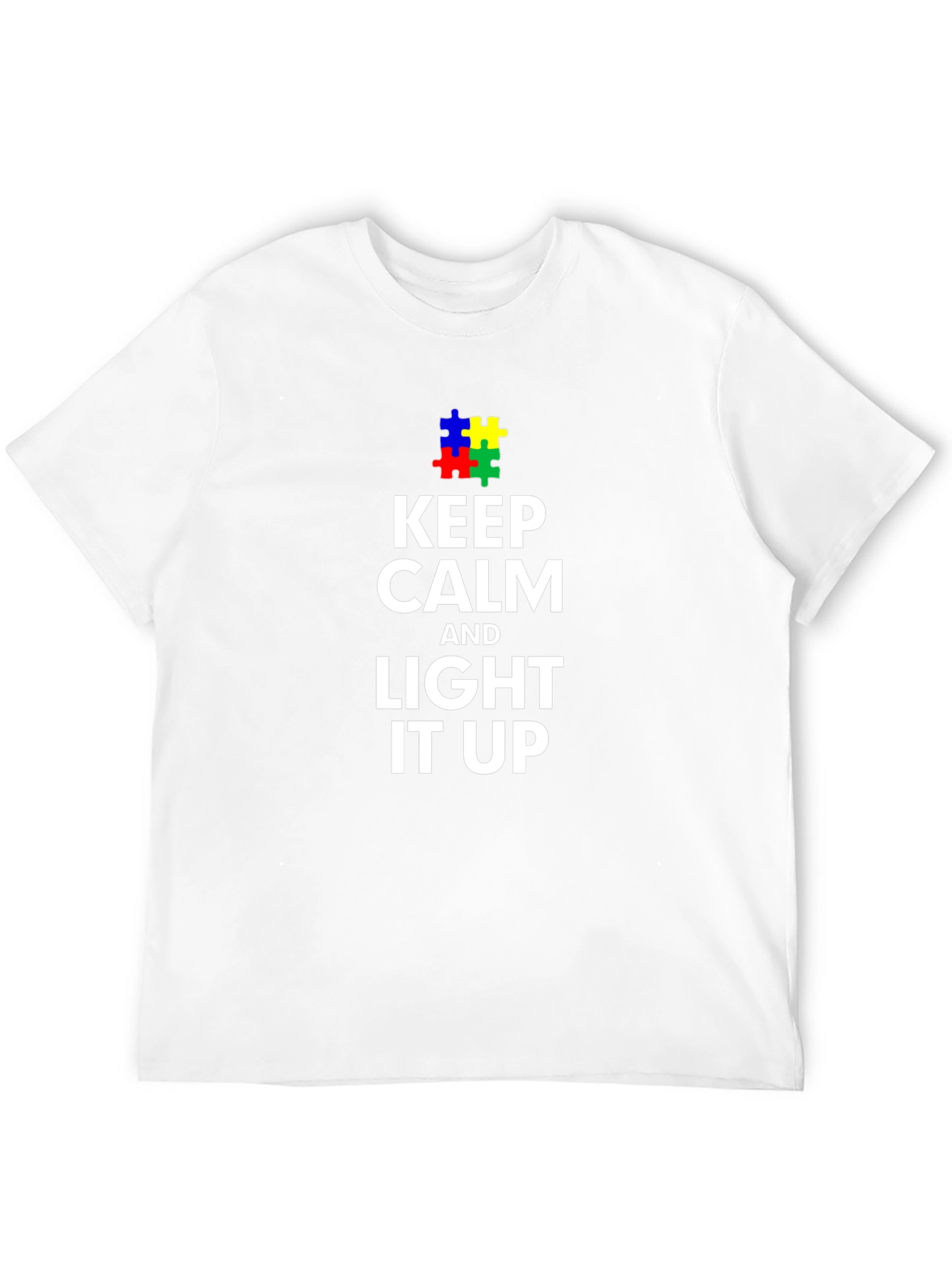 Keep Calm and Light it Up Autism Awareness T-Shirt