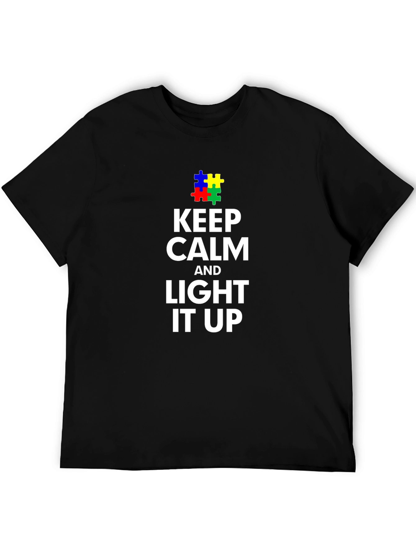 Keep Calm and Light it Up Autism Awareness T-Shirt
