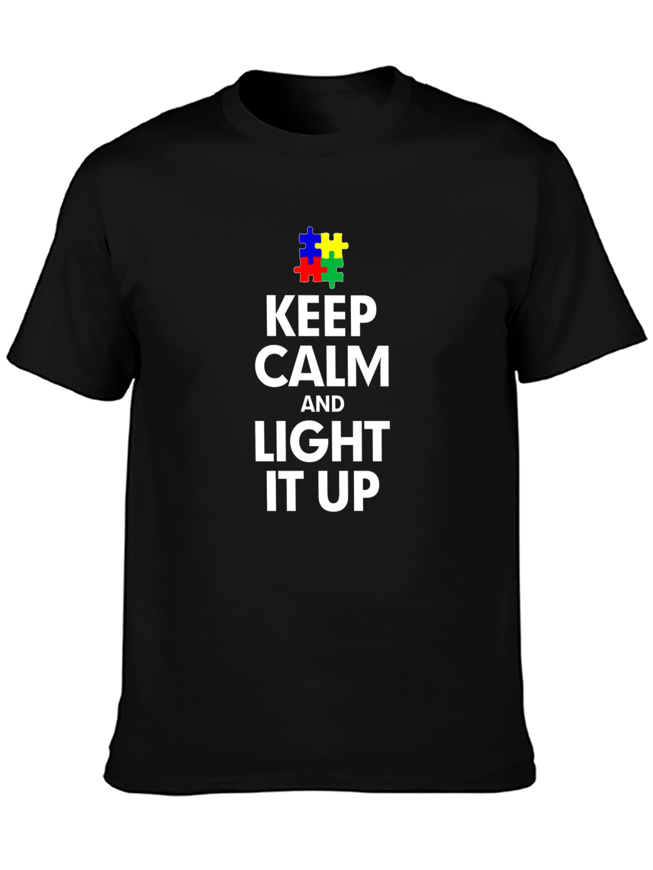 Keep Calm and Light it Up Autism Awareness T-Shirt