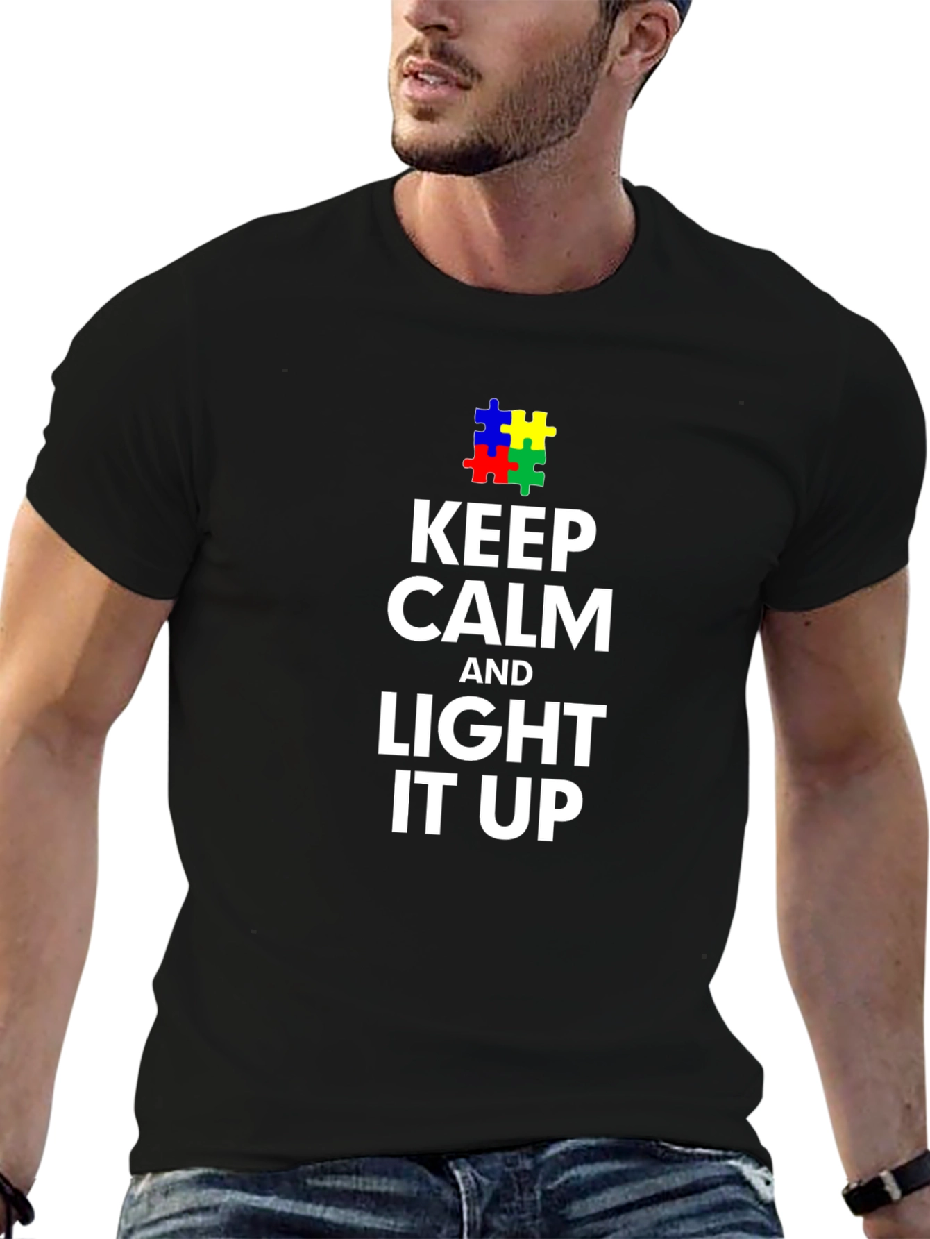 Keep Calm and Light it Up Autism Awareness T-Shirt