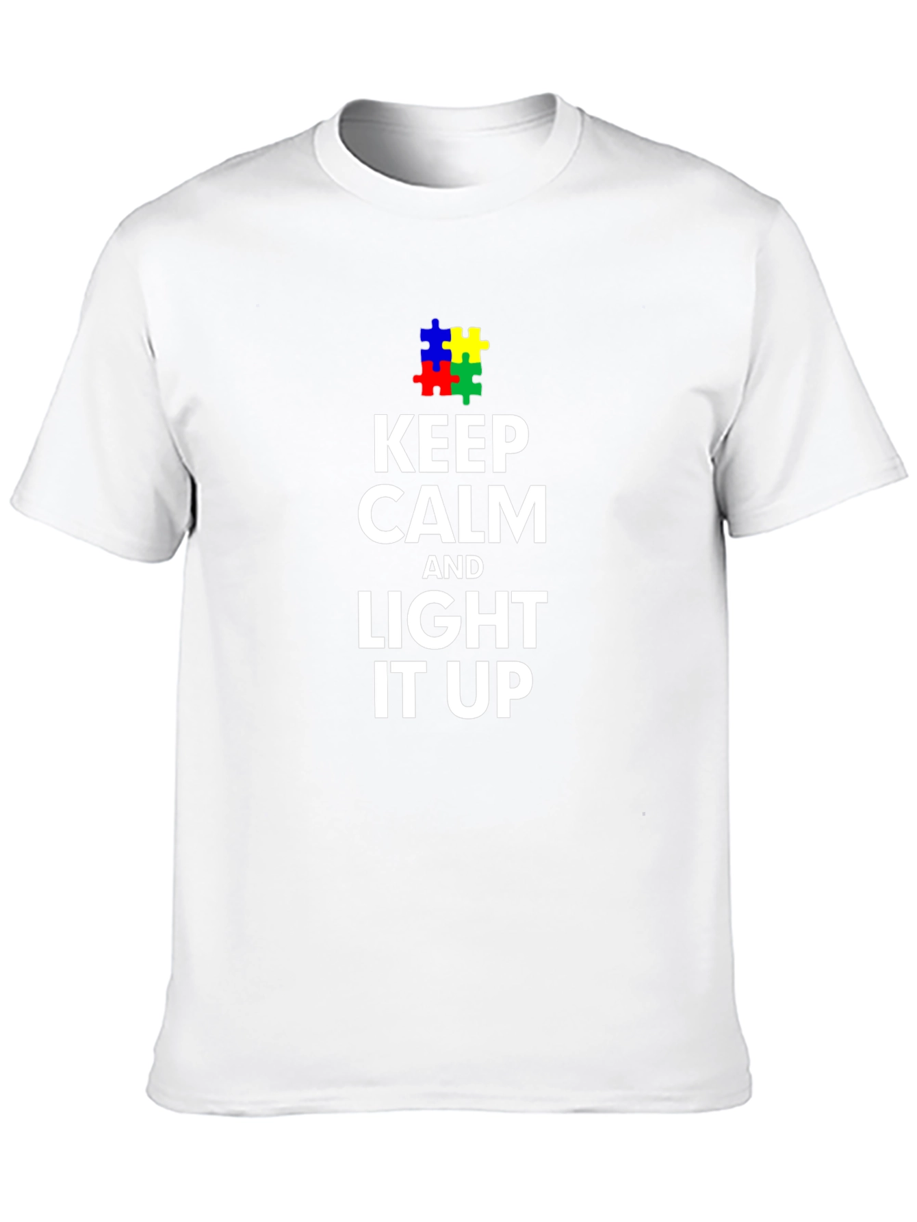 Keep Calm and Light it Up Autism Awareness T-Shirt