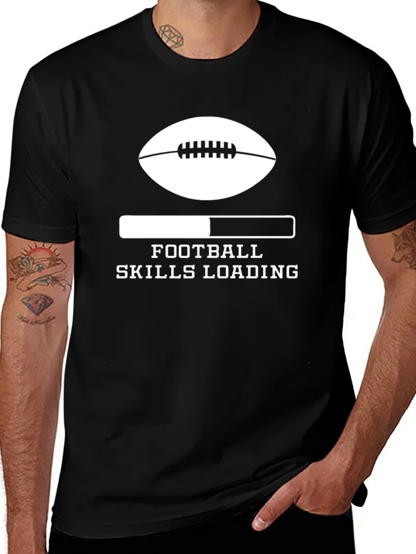 Football Skills Loading T-Shirt - Black Graphic Tee