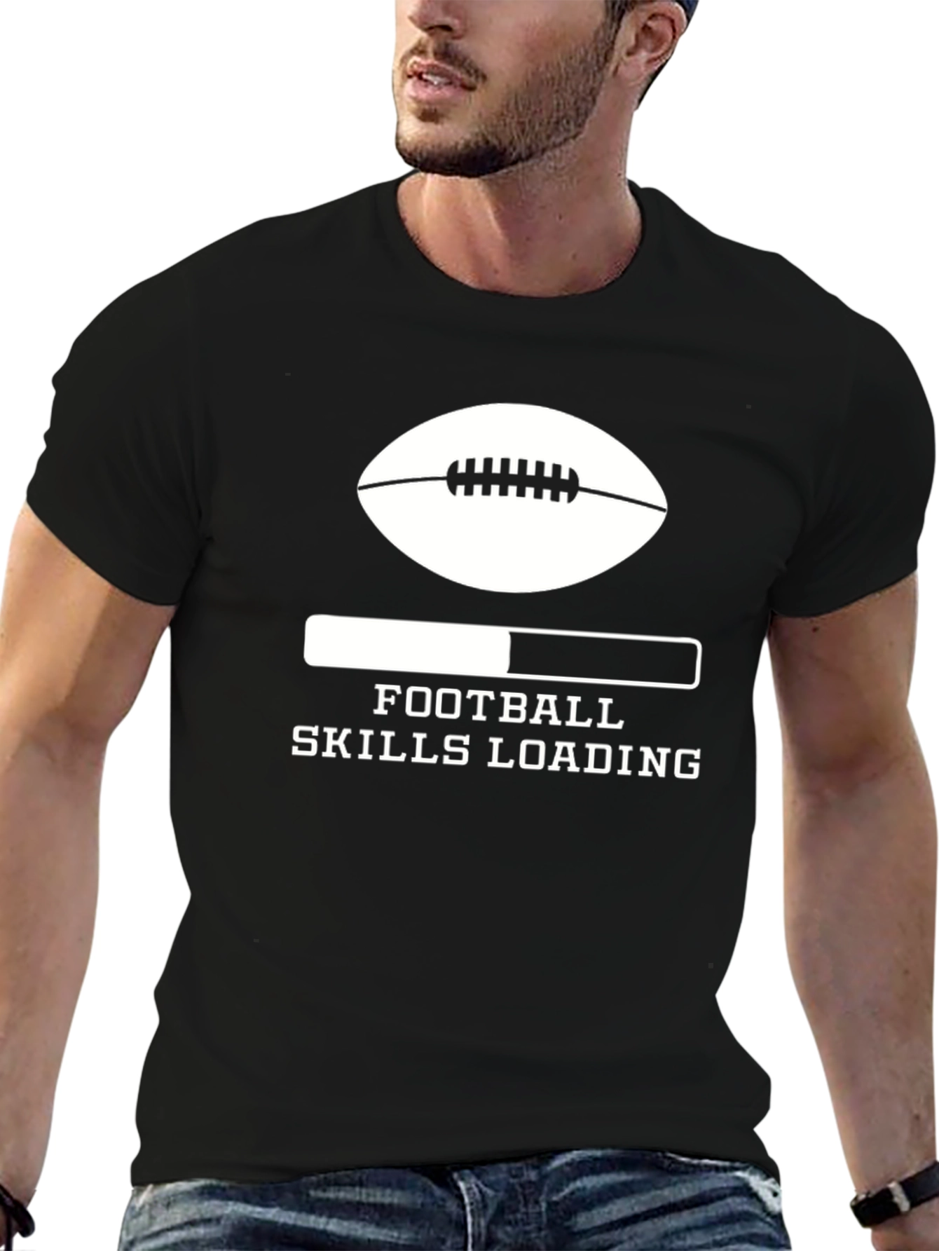 Football Skills Loading T-Shirt - Black Graphic Tee