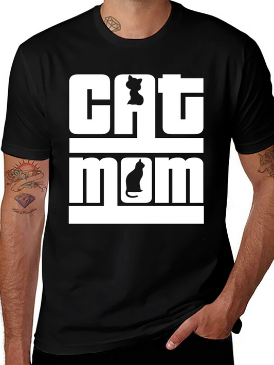 Cat Mom T-Shirt - Black Cotton Tee