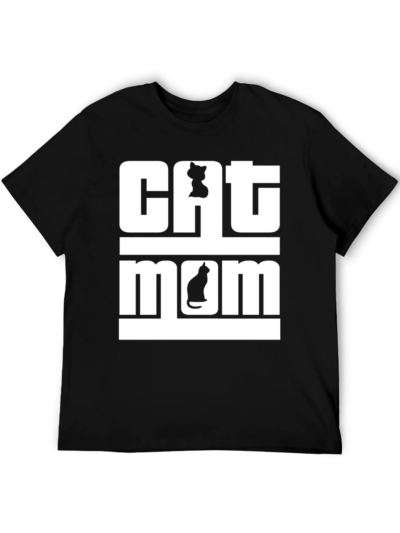 Cat Mom T-Shirt - Black Cotton Tee