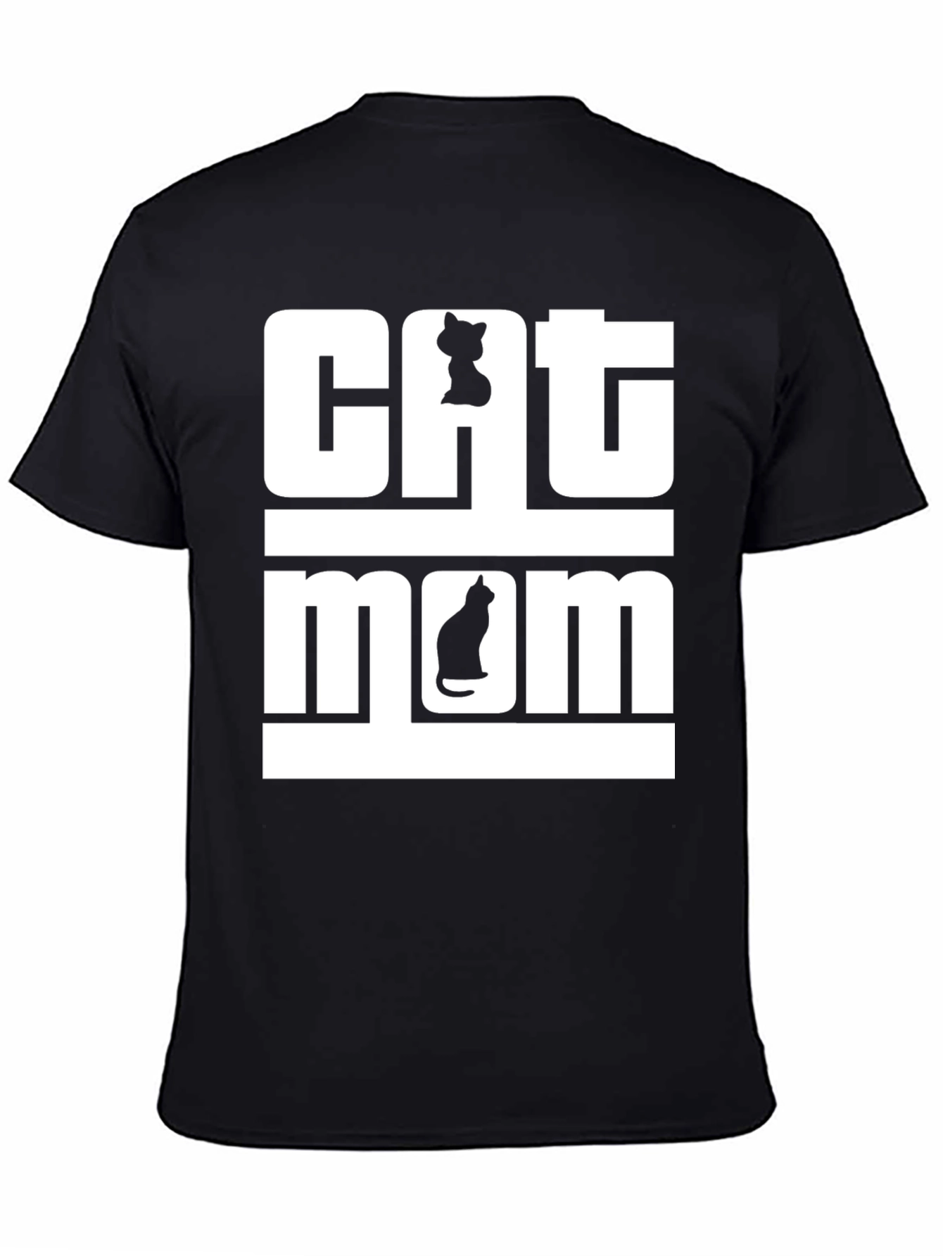 Cat Mom T-Shirt - Black Cotton Tee