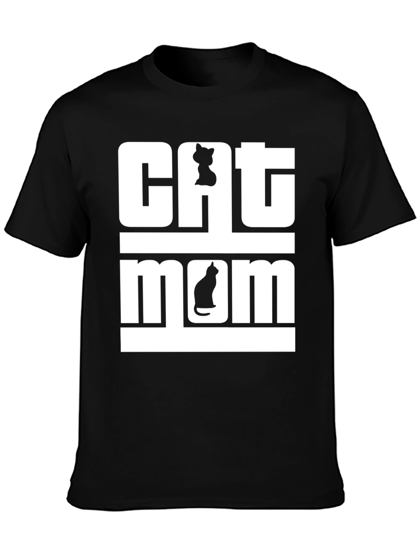 Cat Mom T-Shirt - Black Cotton Tee