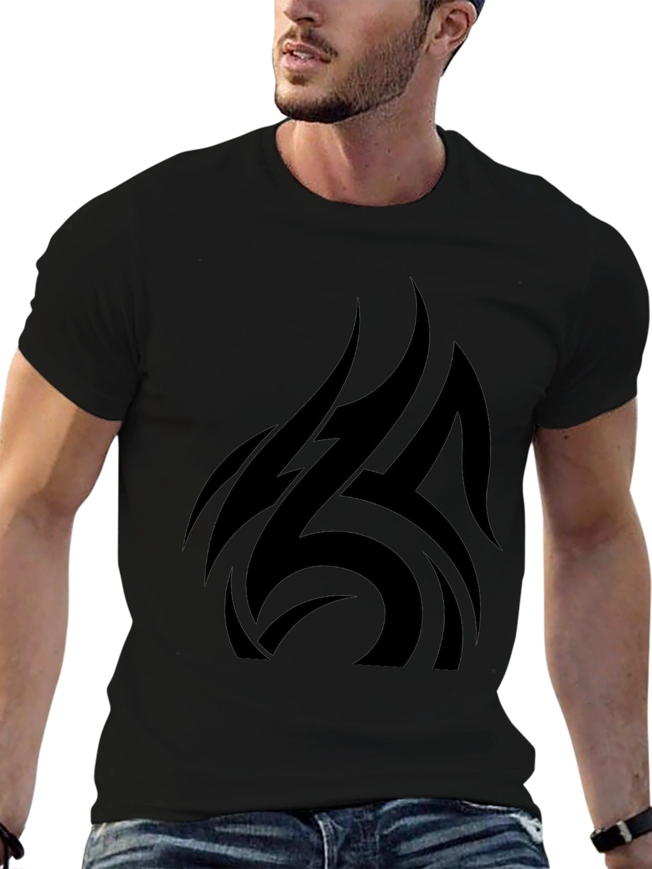 Black Tribal Graphic T-Shirt - Stylish Mens Apparel