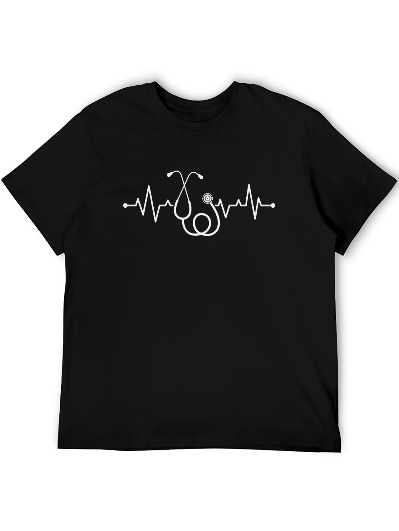 Heartbeat Stethoscope Graphic Tee - Black