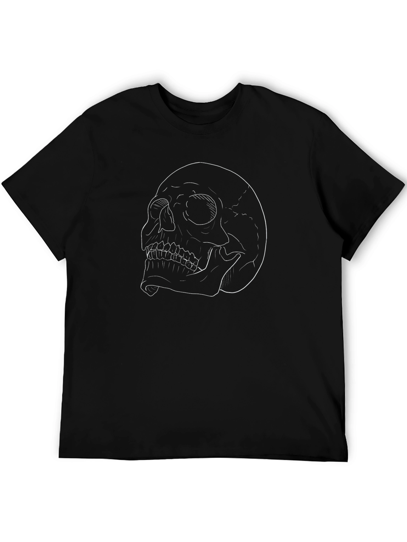 Skull Outline Graphic Print Black T-Shirt