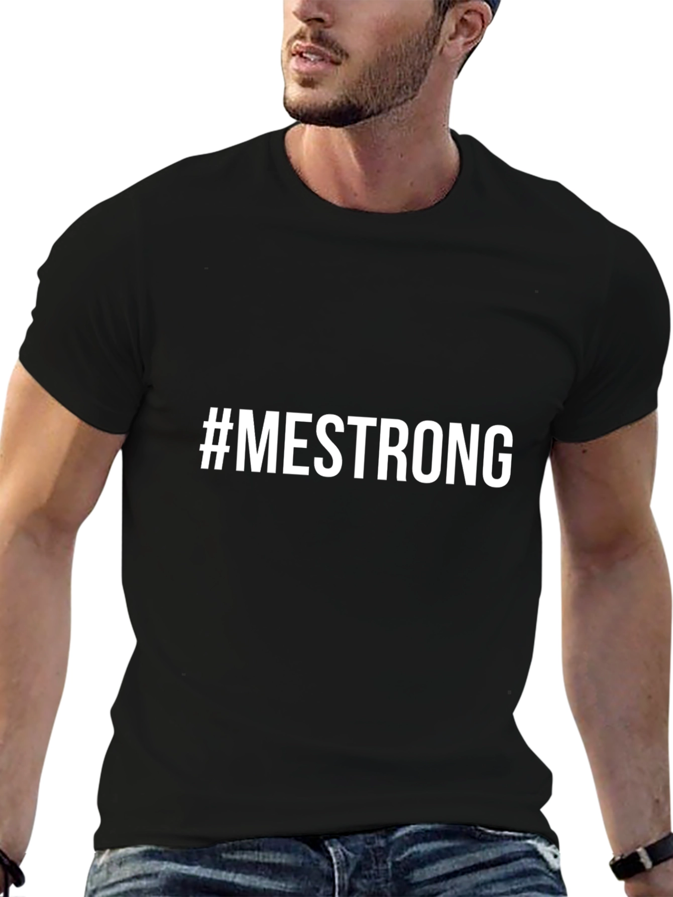 #MESTRONG Black Graphic Tee - Empowering Message T-Shirt