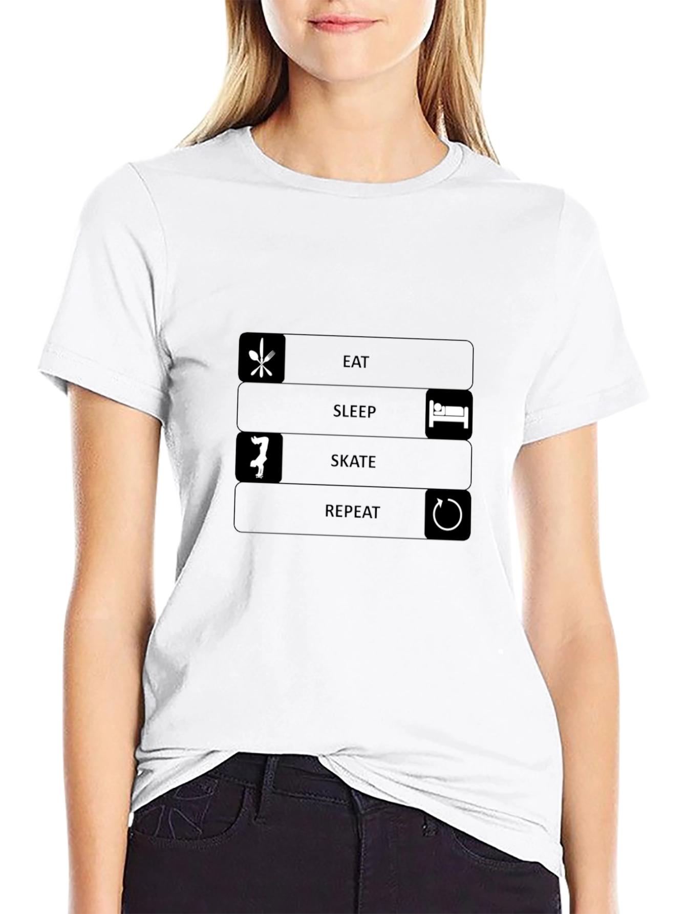 Eat Sleep Skate Repeat Black T-Shirt
