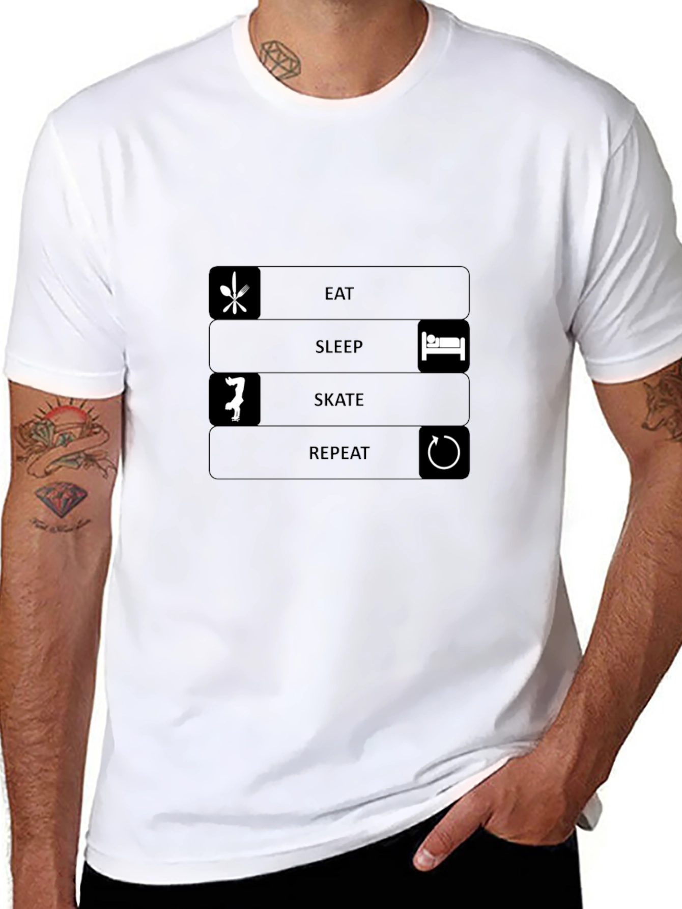 Eat Sleep Skate Repeat Black T-Shirt
