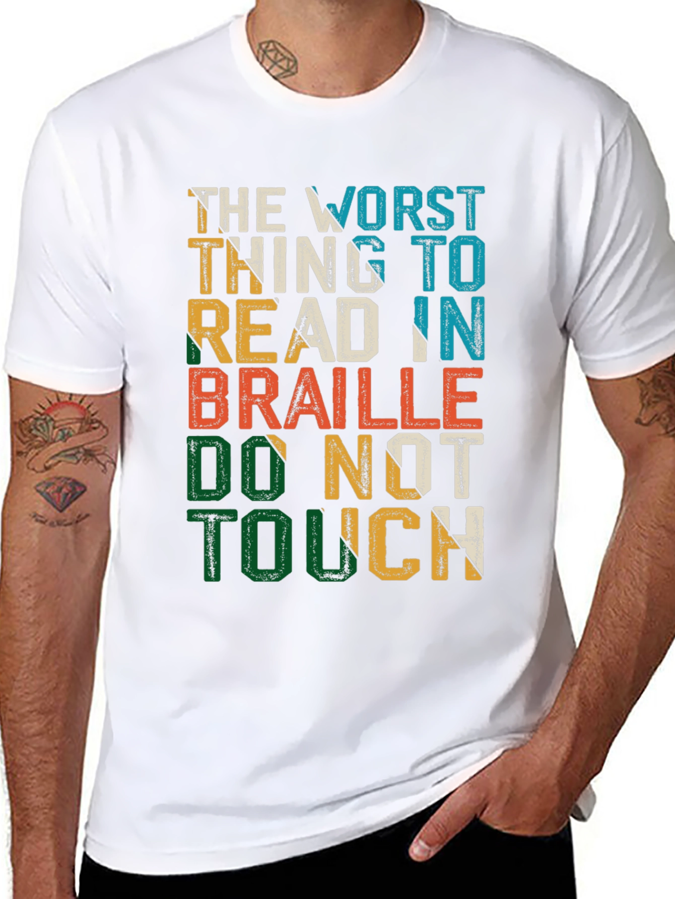 Humorous Do Not Touch Braille T-Shirt