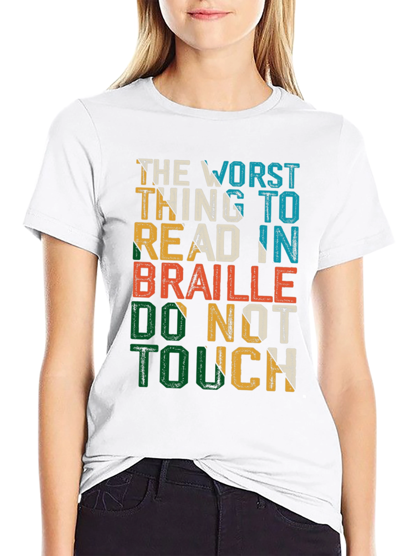 Humorous Do Not Touch Braille T-Shirt