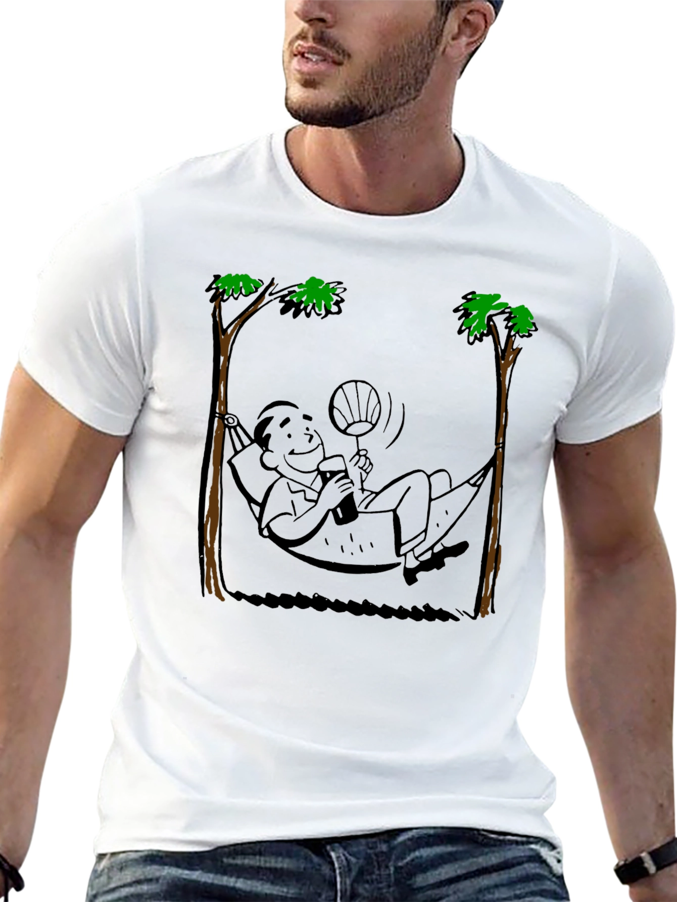 Relaxing Hammock Cartoon Graphic T-Shirt