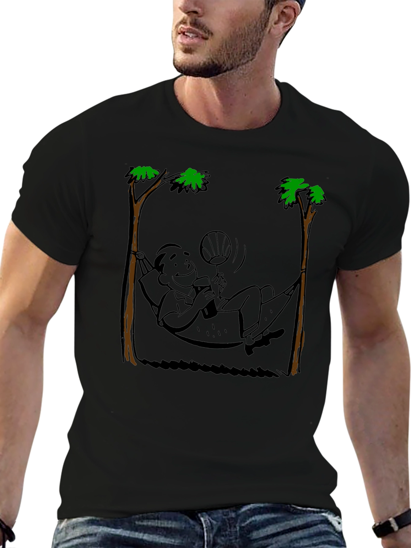Relaxing Hammock Cartoon Graphic T-Shirt