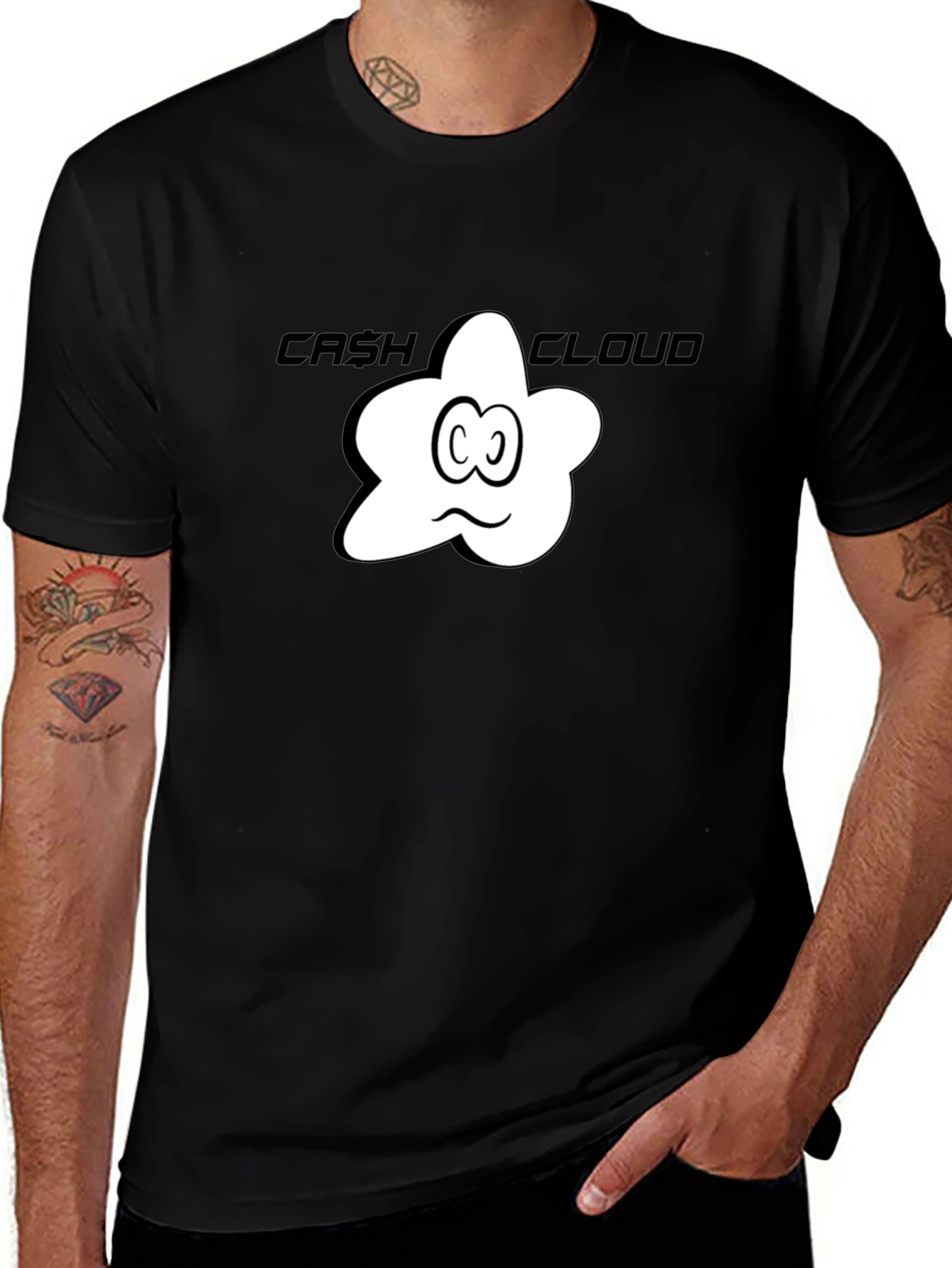 Cash Cloud Graphic Tee - Black Cotton T-Shirt