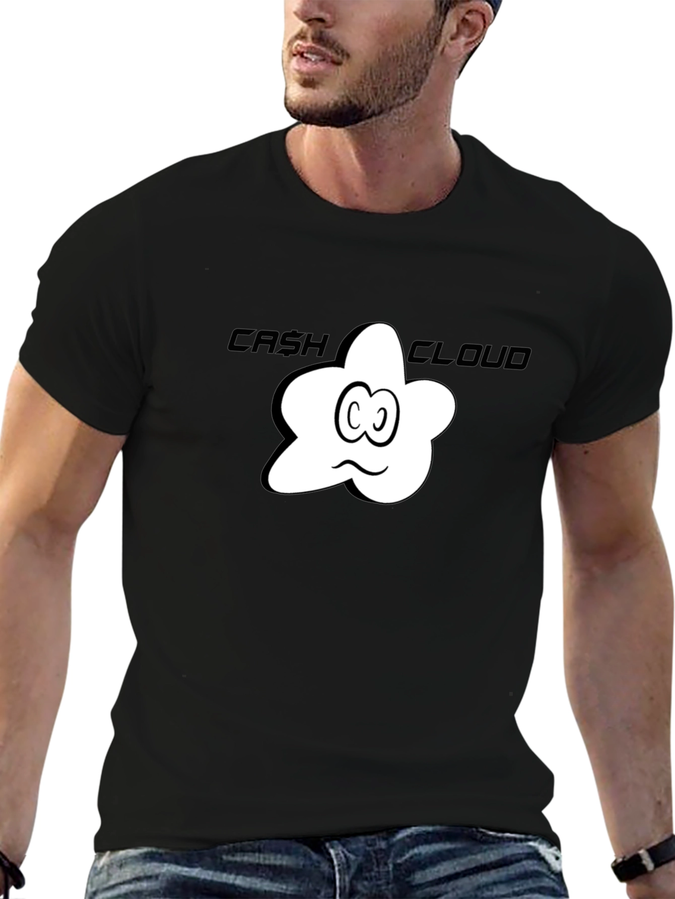 Cash Cloud Graphic Tee - Black Cotton T-Shirt