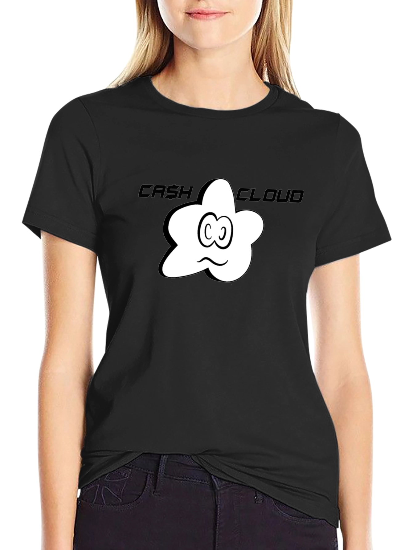 Cash Cloud Graphic Tee - Black Cotton T-Shirt