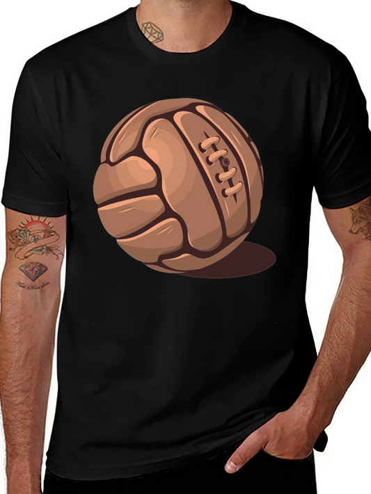 Vintage Leather Football Graphic Tee - Classic Sportswear