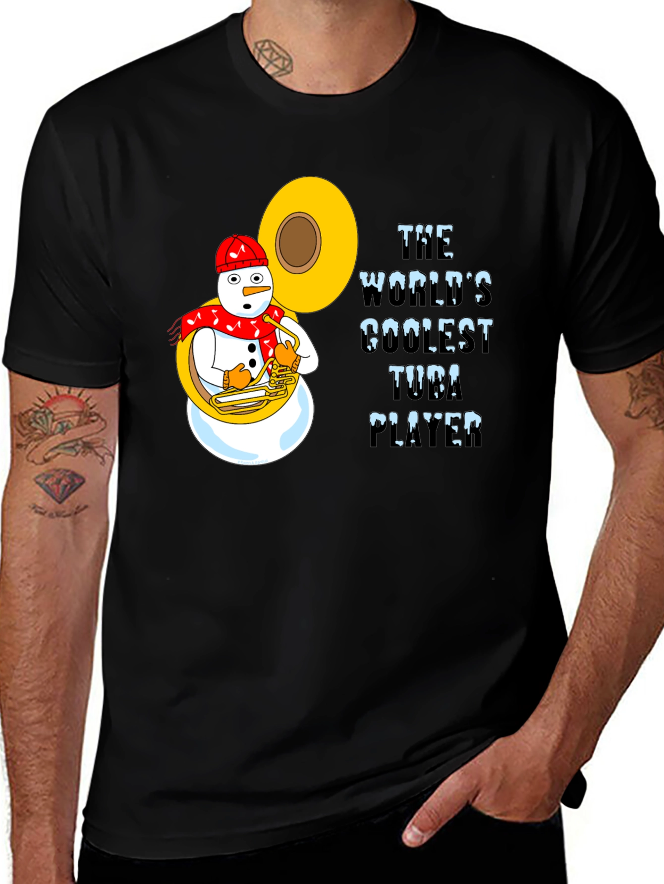 Coolest Tuba Player Snowman Graphic Tee