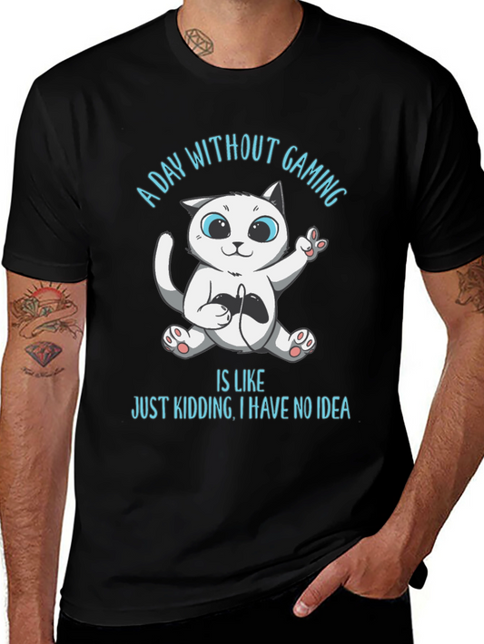 Gamer Cat Graphic T-Shirt - A Day Without Gaming