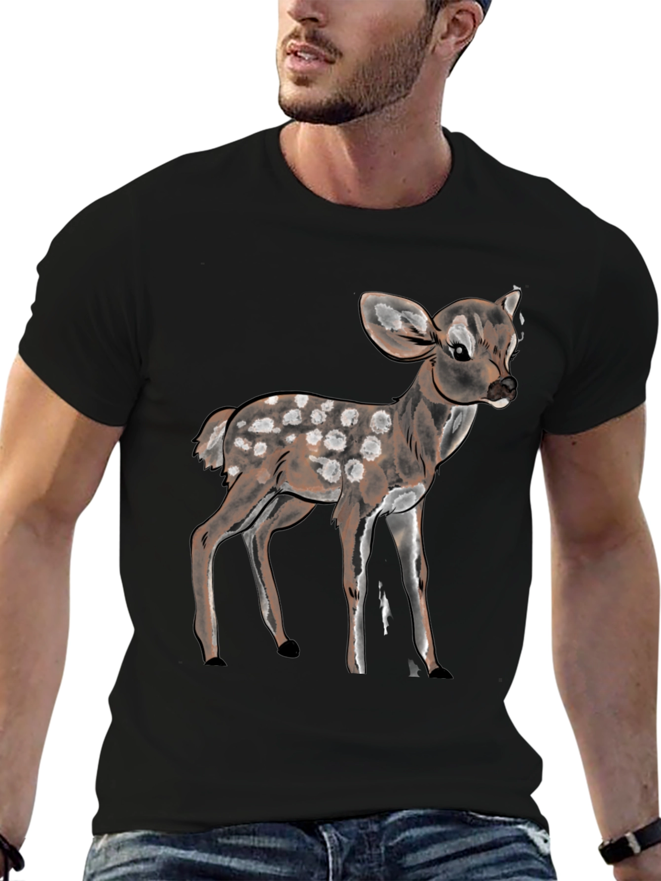 Deer Graphic Black T-Shirt