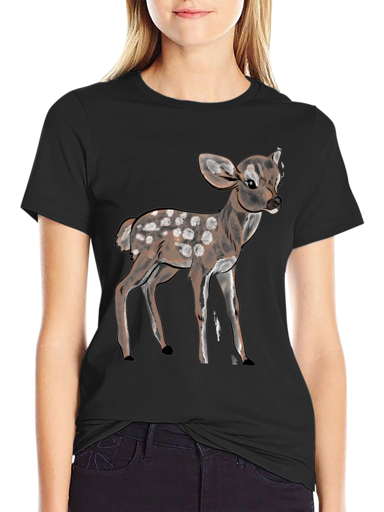 Deer Graphic Black T-Shirt