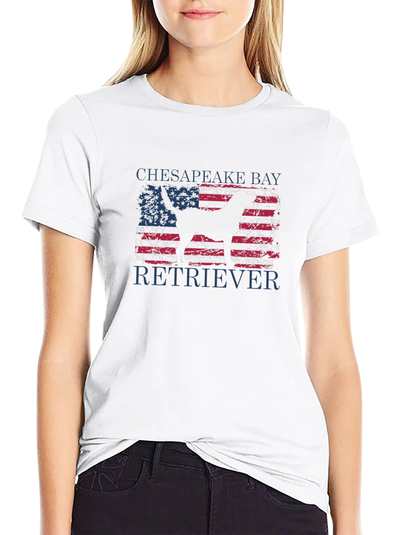 Chesapeake Bay Retriever USA Flag T-Shirt
