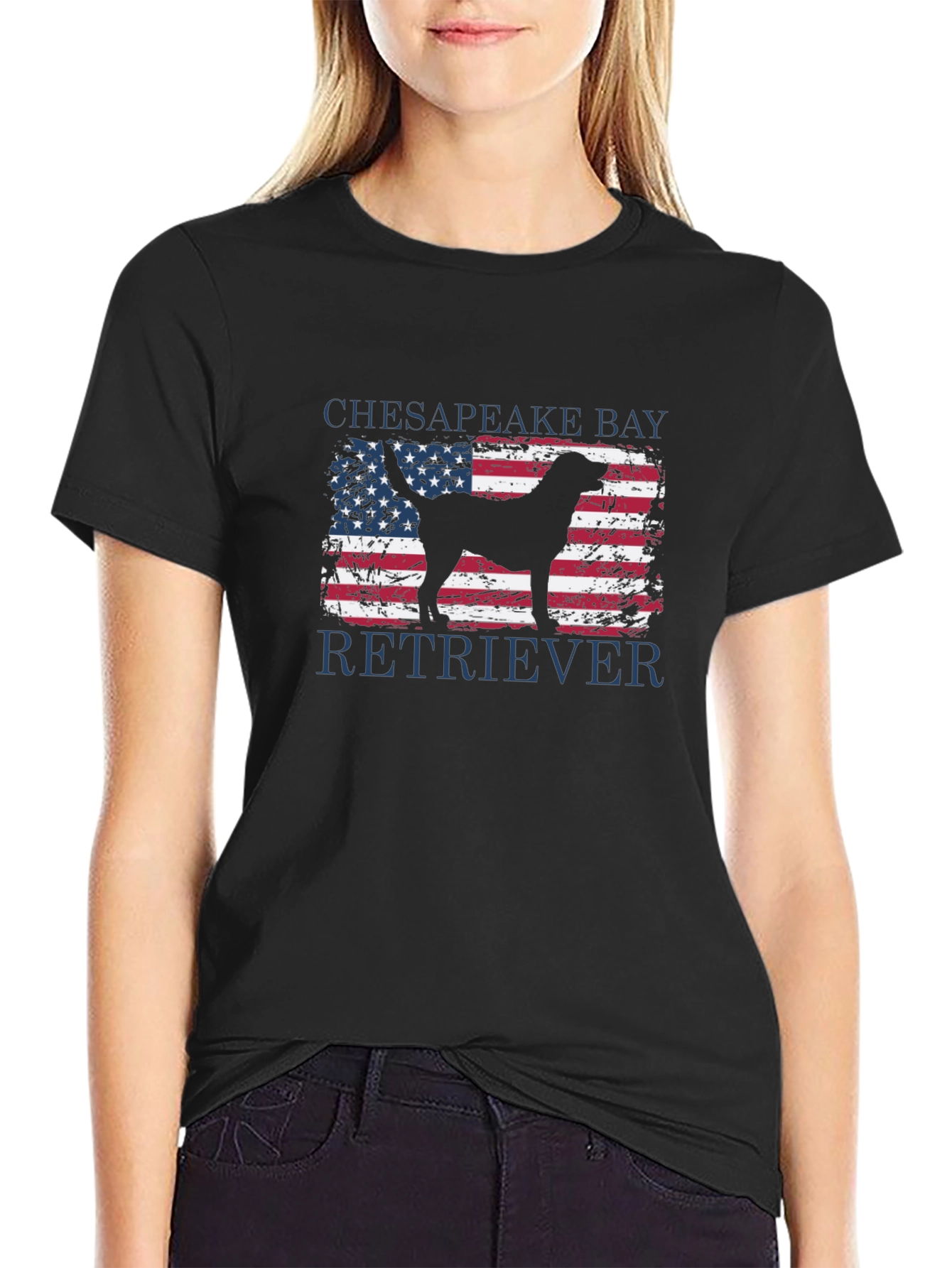 Chesapeake Bay Retriever USA Flag T-Shirt