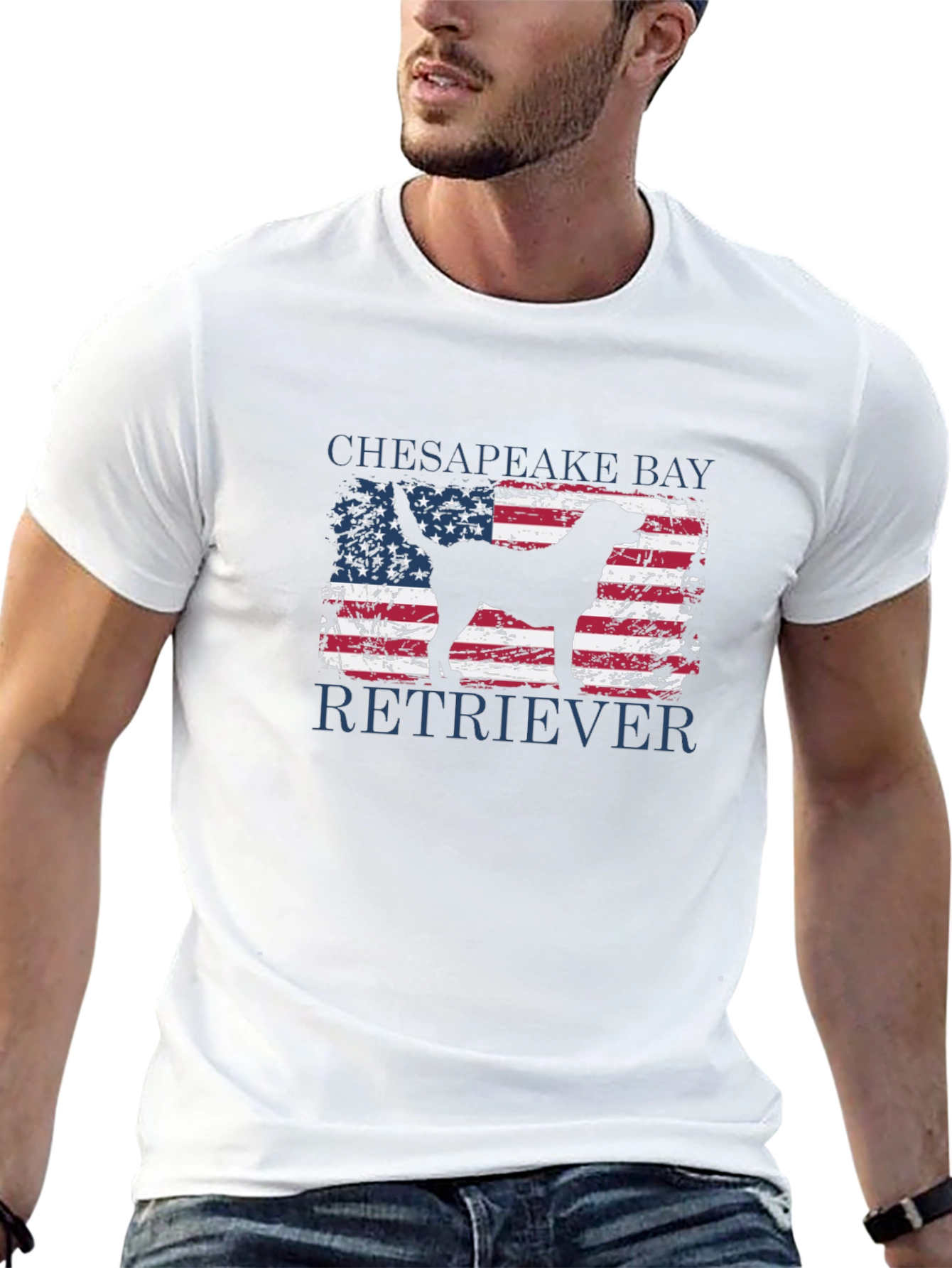 Chesapeake Bay Retriever USA Flag T-Shirt