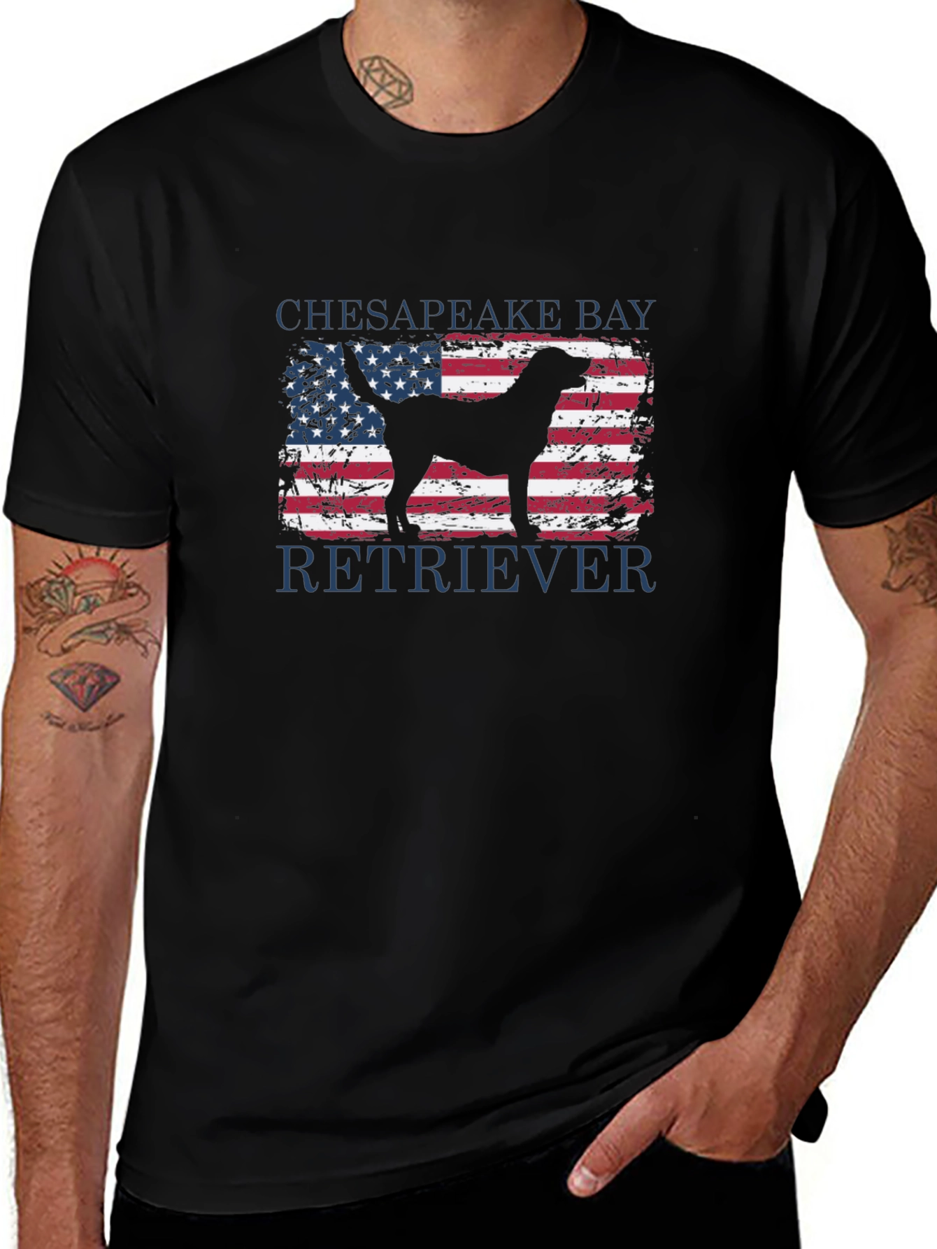 Chesapeake Bay Retriever USA Flag T-Shirt