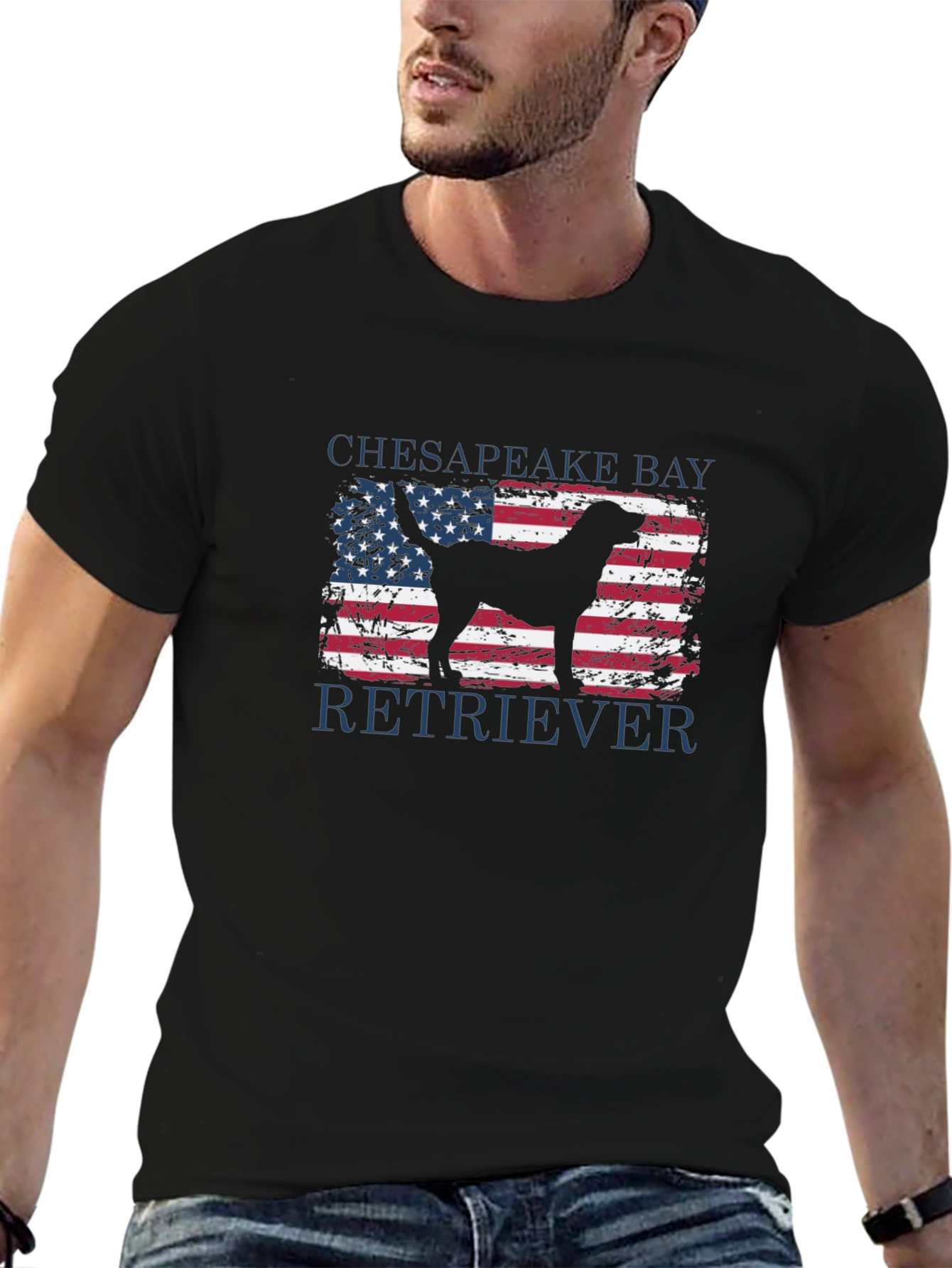 Chesapeake Bay Retriever USA Flag T-Shirt
