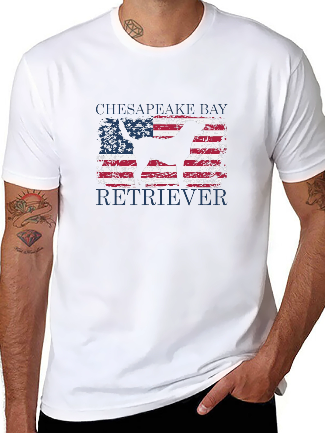 Chesapeake Bay Retriever USA Flag T-Shirt