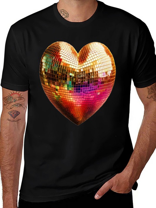 Disco Heart Graphic T-Shirt - Mens Black Tee