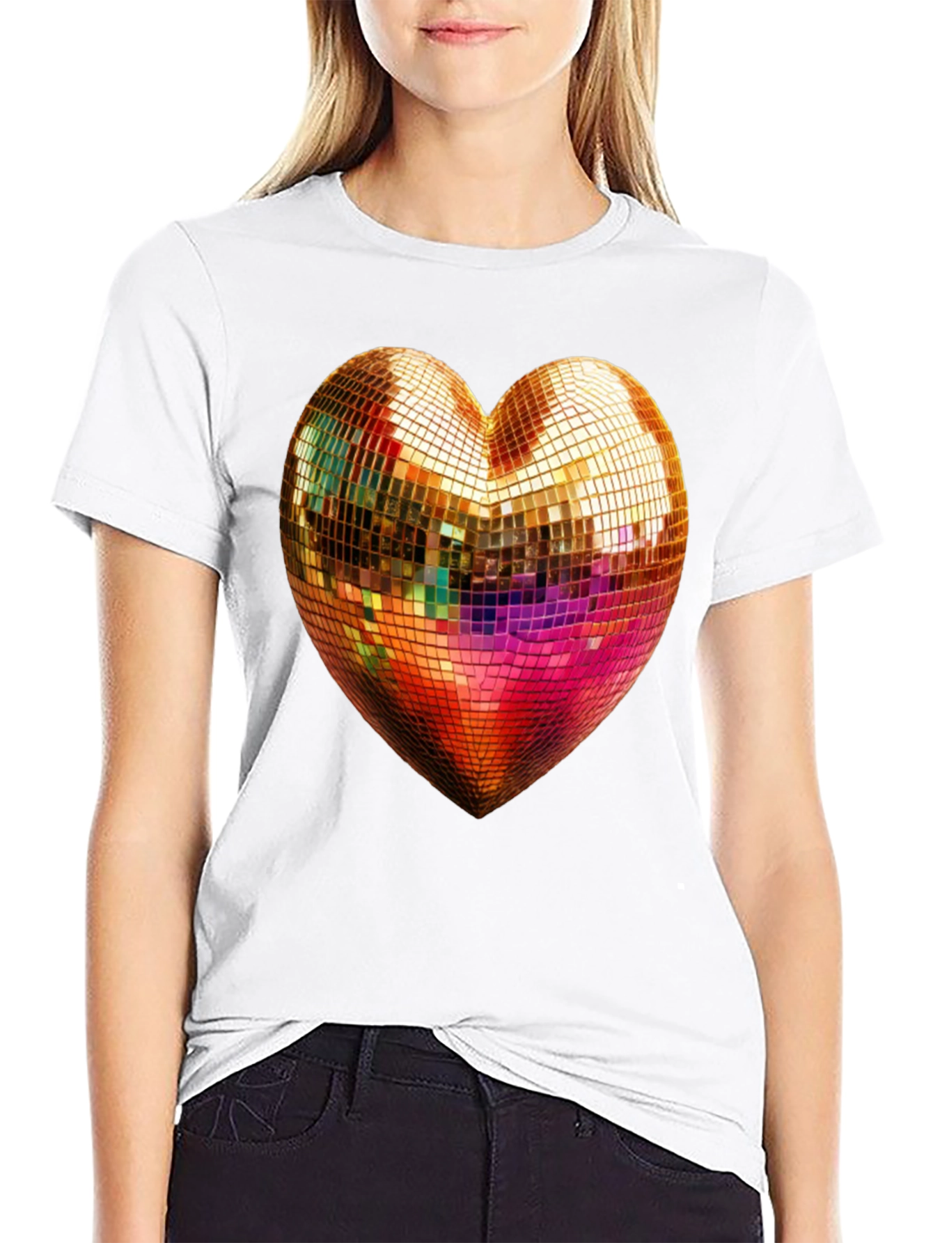 Disco Heart Graphic T-Shirt - Mens Black Tee