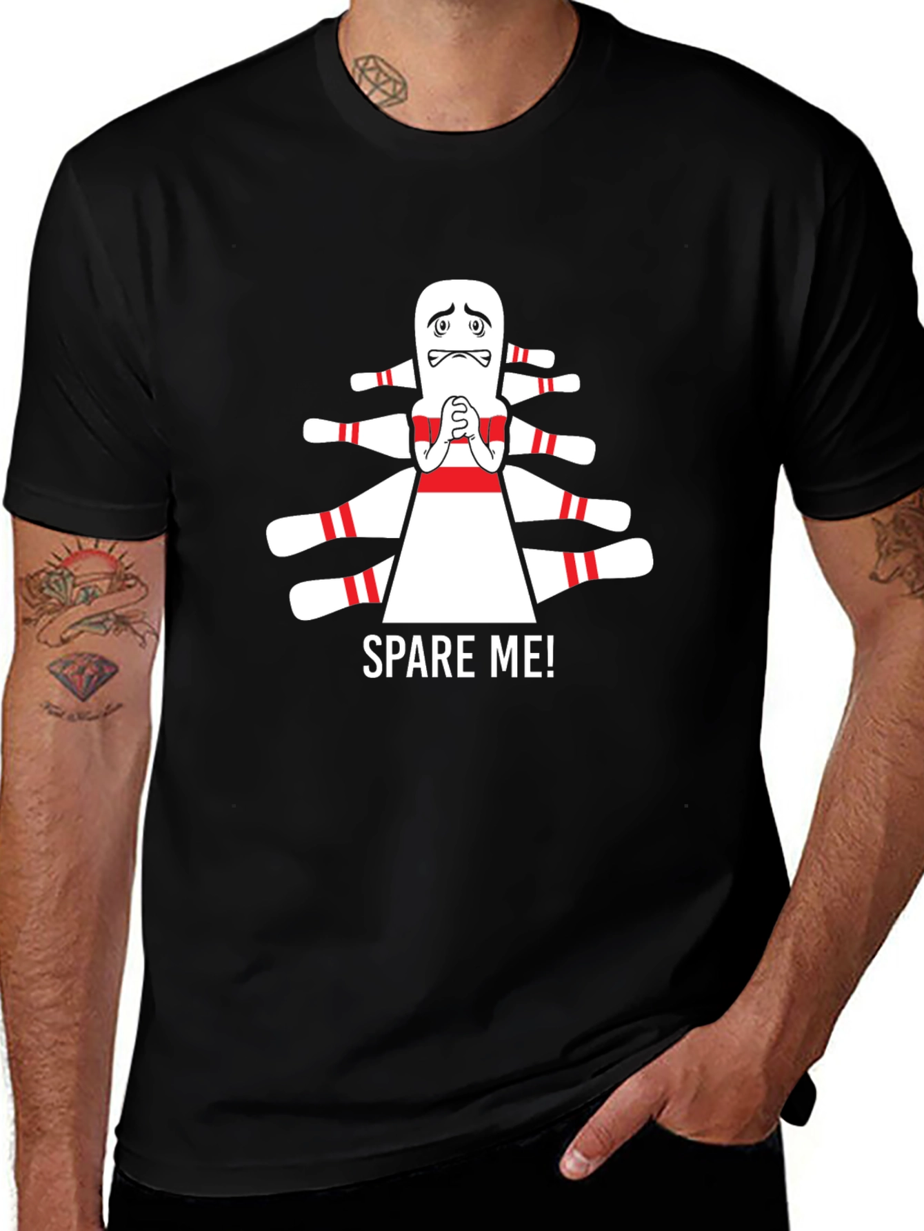 Spare Me! Bowling Pin Graphic T-Shirt