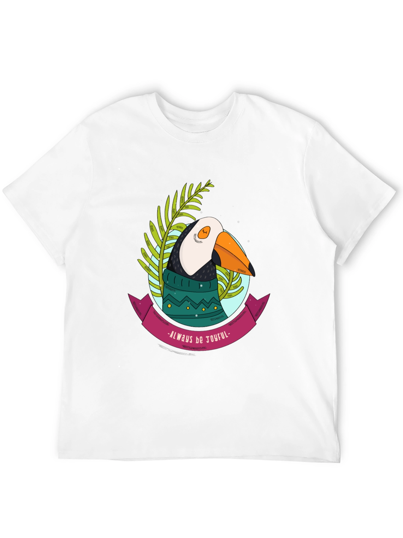 Joyful Puffin Graphic Tee - Black Cotton T-Shirt