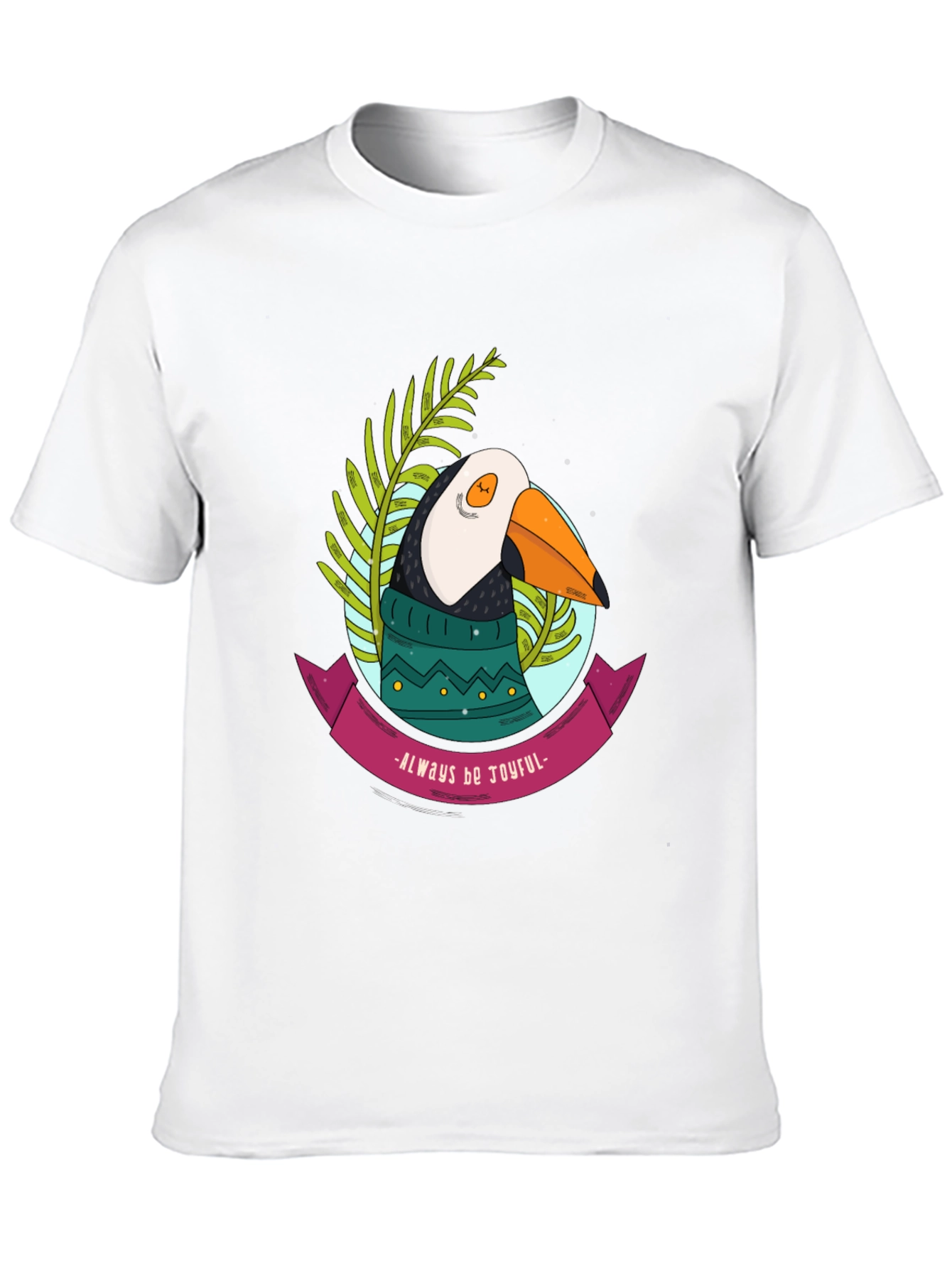 Joyful Puffin Graphic Tee - Black Cotton T-Shirt